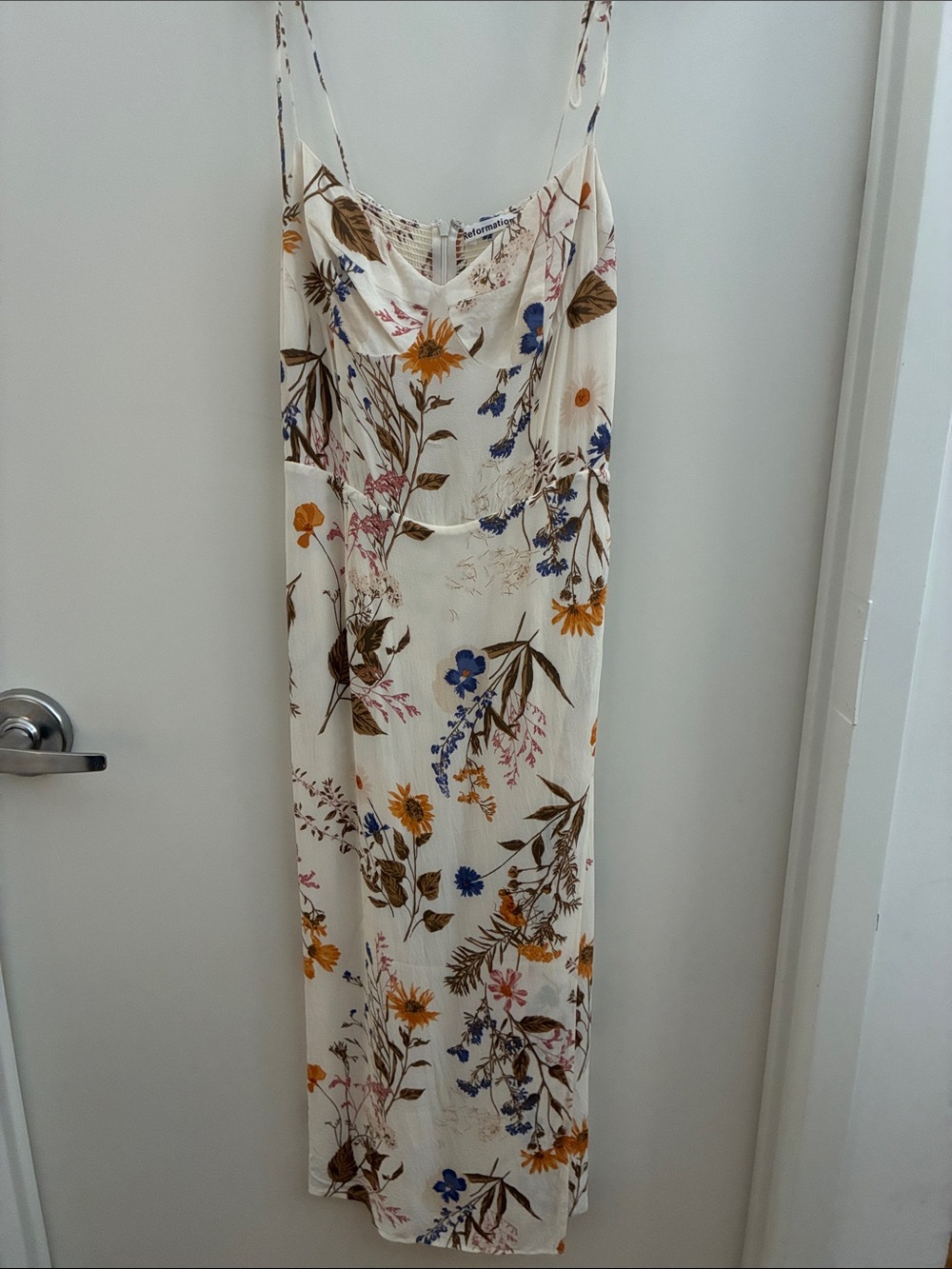 Reformation Kourtney Cream Floral Maxi Dress 10 EUC - Picture 5 of 16